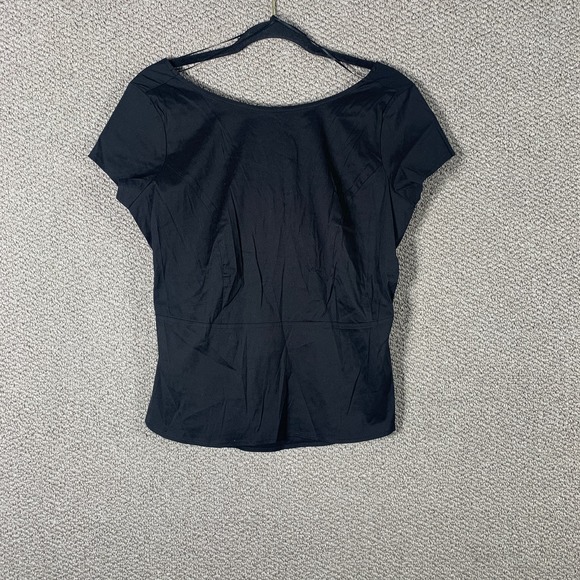 Ann Taylor Top Womens 8P Black Crossback Cut Out Short Sleeve‎ Casual Party - Picture 1 of 11